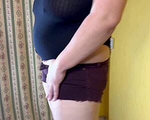 big boobed slut wife bends over shaved pussy for two creampie doggy loads from bulls