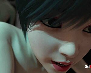 chieko bends over in tokyo capsule hotel for deepthroat blowjob cowgirl ride and doggystyle assfucking