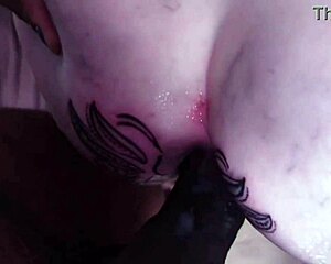 Lorrany's tattooed ass begs for more after wild interracial gaping and fucking