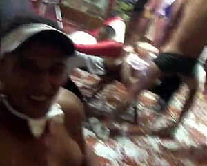 damn that marombado guy wrecked loirinha's pussy right in the carnival crowd with paty bumbum watching