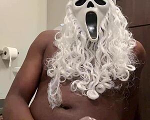 close-up homemade handjob on horny young guy's throbbing monster cock while he moans begging to nut hard