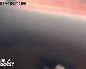 Young amateur brunette starts masturbating in uber but ends offering her tight ass outdoors