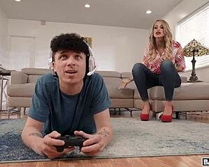 Stephanie Love Deepthroats Stepson's Monster Cock Then Takes Messy Facial