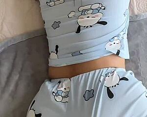 woke up my hot latina stepsis and now she's fingering her shaved pussy for me 😏🔥💦