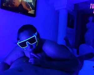 deepthroat choke gag on my cock i'm your submissive stepdaughter in neon room