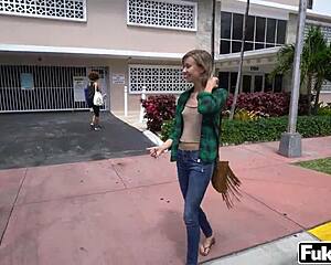 haley reed blonde teen gives public blowjob handjob with outdoor cumshot facial