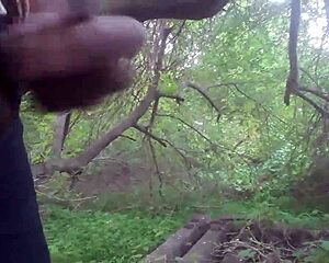 OUTDOOR CUMSHOT EXPLODES IN THE TREES!