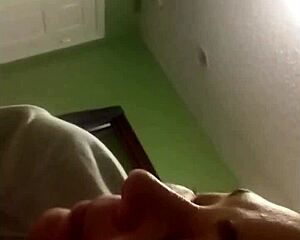 wife drops to knees for sloppy deepthroat blowjob on hubby's throbbing cock part one