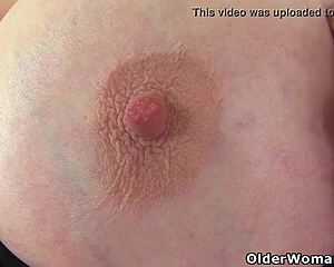 british busty blonde fiona rips leggings unleashing big tits cougar style