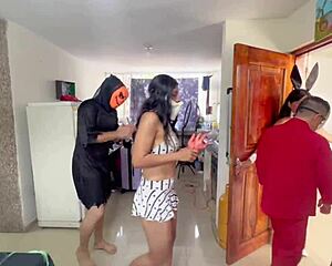 royal halloween foursome got wild with ripped clothes and wet fun 🔥👻