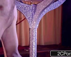 Classy French blonde bombshell oils ass for dinosaur cock anal pounding