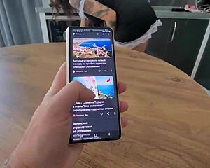 No Panties Maid Bent Over for Rough Doggystyle Cumshot!