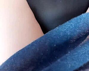 brunette slips up flashing big tits and shaved pussy in public european street