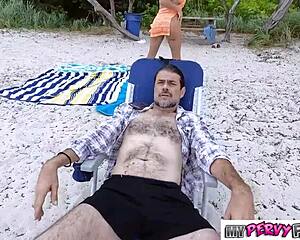hot stacked stepsis flashes big tits then fucks me doggystyle on beach