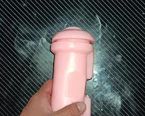 Kissy offers tight vagina for fucking. Deepthroat blowjob handjob on desk close-up.