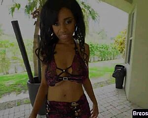 Busty black babe enjoys deep outdoor encounter