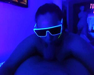 deepthroat choke gag on my cock i'm your submissive stepdaughter in neon room