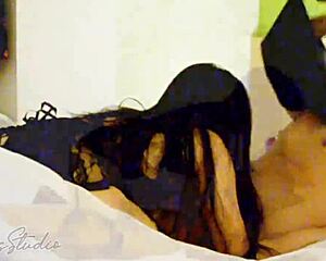 Wife in sexy lingerie seduces me flashing her tight shaved pussy before hard fuck