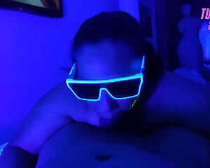 deepthroat choke gag on my cock i'm your submissive stepdaughter in neon room