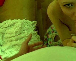 blonde teen bends over bed for deep doggystyle pounding by huge cock