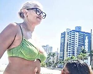 me and my slutty friend fuck hard on the beach for everyone to watch