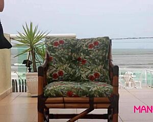 Peeking at Manu Fox fingering her pussy by the beach window!