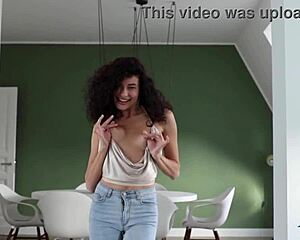 damn petite asian curly teen model layla balan teases her small tits solo!
