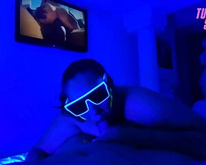 deepthroat choke gag on my cock i'm your submissive stepdaughter in neon room