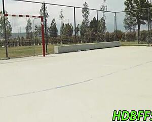 Teen sluts suck cocks deep then get railed at pool party