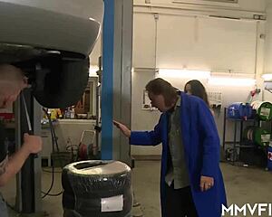 Skinny secretary bends over desk for rough anal job fuck