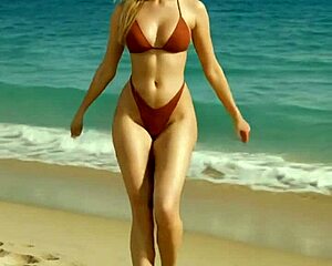 gostosa loira cavala shows off her huge ass on the beach!