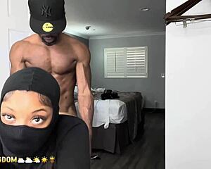 sexy curvy ebony bangs dildo then takes real cock in her big ass