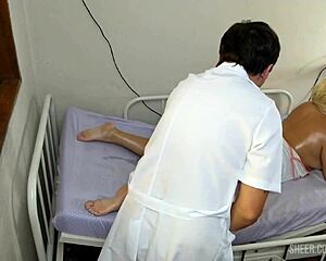 oiled horny wife slut bends over big ass for doggystyle pounding at massage house