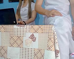 sexy pinay nurse sneaks breaktime cowgirl ride on co-worker's cock in hospital. then doggystyle finish