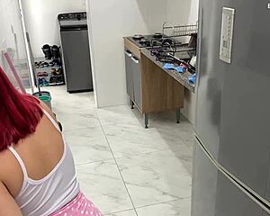 security cam catches brazilian maid's juicy ass driving boss wild voyeur style