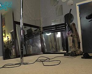 Brunette milf housewife vacuums in hobble boots and lingerie heels