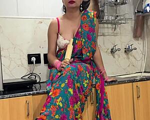 hot indian stepmom in kitchen roleplays dirty hindi talk horny with stepson