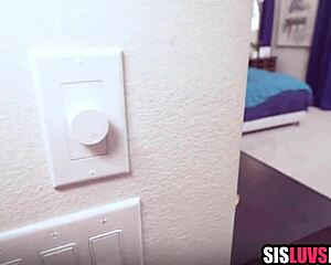 stepbrother stops stepsis masturbating with dildo then fucks her pov