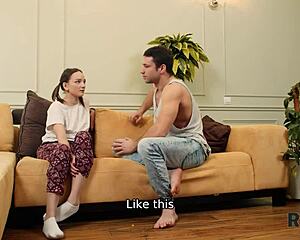 Russian Teen Mistress Rims in Workspace Heels and Stockings