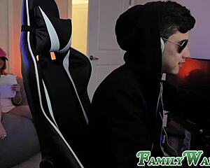 cute kenzie madison bends over big ass for stepbro sloppy deepthroat blowjob