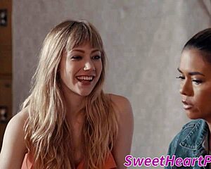 Sexy tattooed dana vespoli licks adorable babe's hairy pussy indulges milf in steamy lesbian muff diving