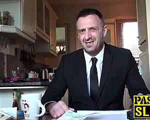 😈 slutty blonde bound and spit-roasted by maledom in rough face torment!!