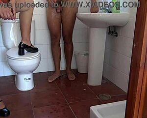 pervy stepmom begs stepson to piss while she watches him stroke