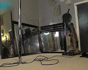 Brunette milf housewife vacuums in hobble boots and lingerie heels