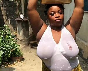 Alpha baddie bbw with fat ass and boobs gangbanged moaning outdoors