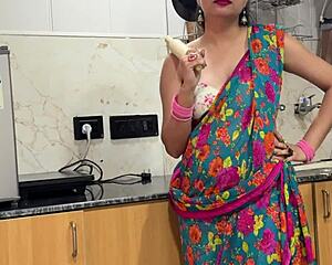hot indian stepmom in kitchen roleplays dirty hindi talk horny with stepson
