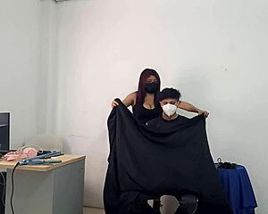 hey that shy young guy gets seduced by horny stylist but dodges sex cuz first time 😏