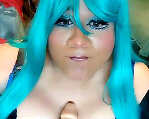 Shemale Bunny Rides Cock with Big Ass Tits in Crossdress Cumshot Frenzy