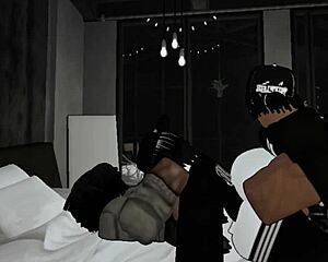 femboy gets owned hard by two massive black cocks in rough session