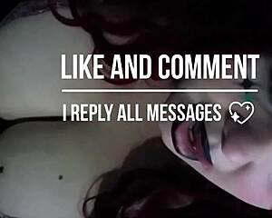 chubby goth babe squeezes and slaps her massive oiled tits